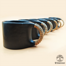 Round Coffee Cupset of 6 - Black Longpi Pottery 