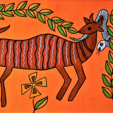 Sohrai Deer-Hand Painted Sohrai Painting